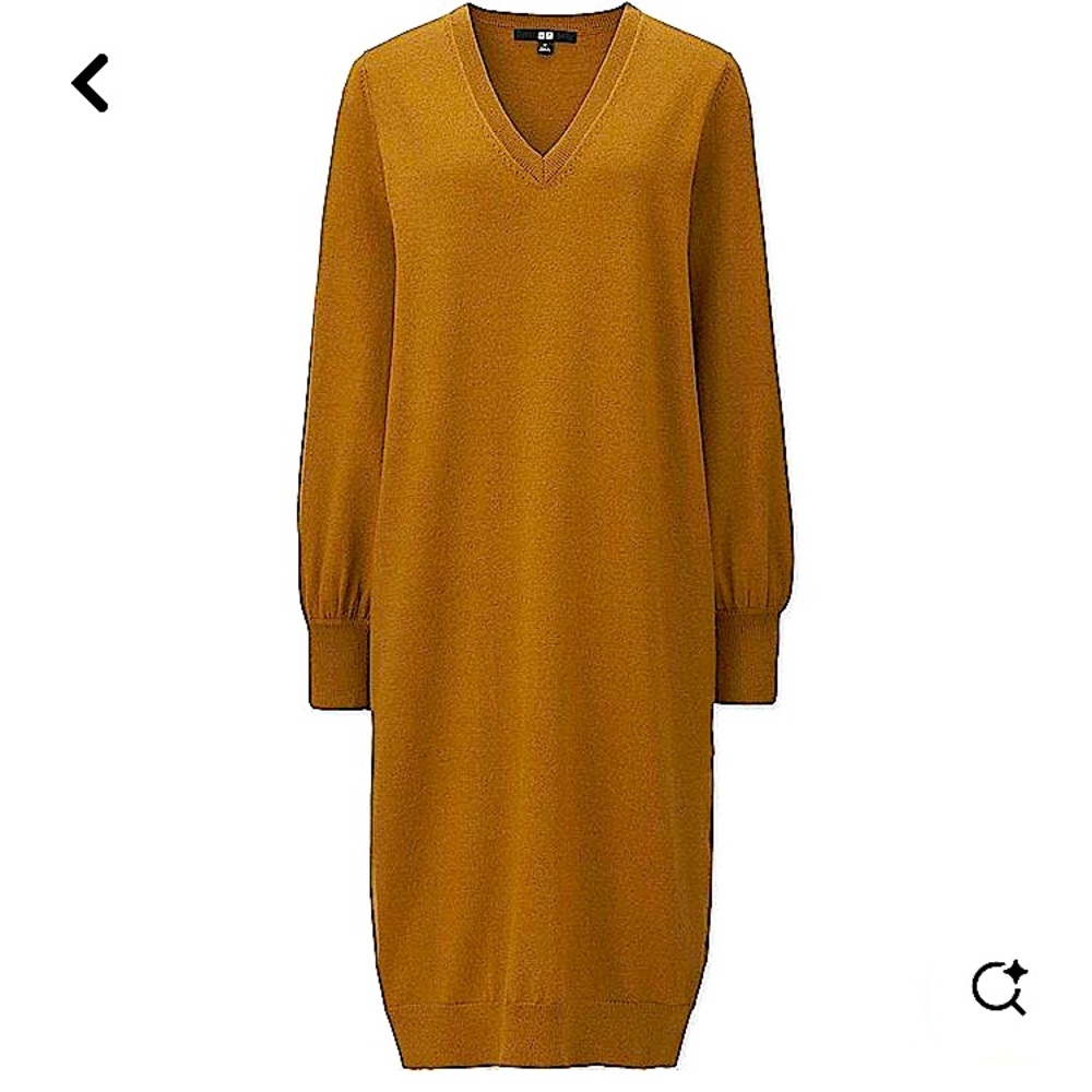 Uniqlo Mustard Merino Wool Sweater Dress - gently used, size S-M - Picture 1 of 3